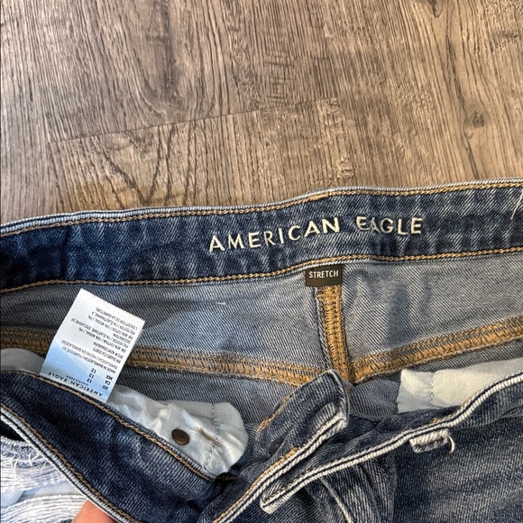 American Eagle Outfitters Blue Distressed Jean Shorts - Picture 3 of 4